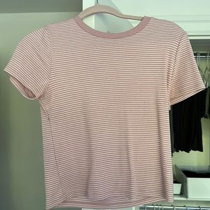 Pink and white cropped t-shirt